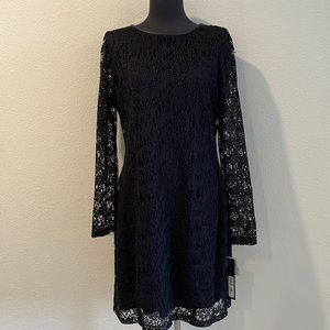 Crochet black long sleeve dress